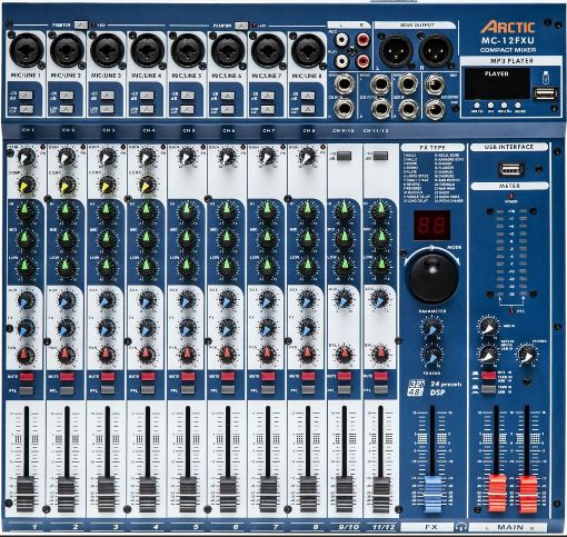 Picture of 12 Channel Audio Mixer 8 Mono, 2 St, Effects, USB