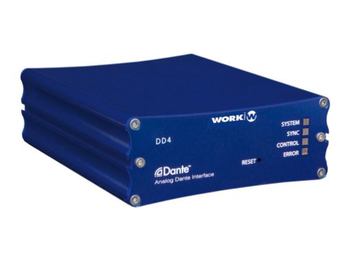 Picture of DD4 DANTE Audio Over IP Interface. 4 in / 4 out