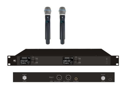 Picture of UHF Wireless Microphone Pair and dual receiver